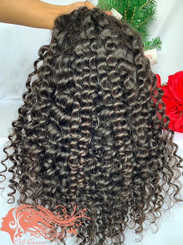 Csqueen Raw Burmese Curly U part wig 100% Human Hair 150%density